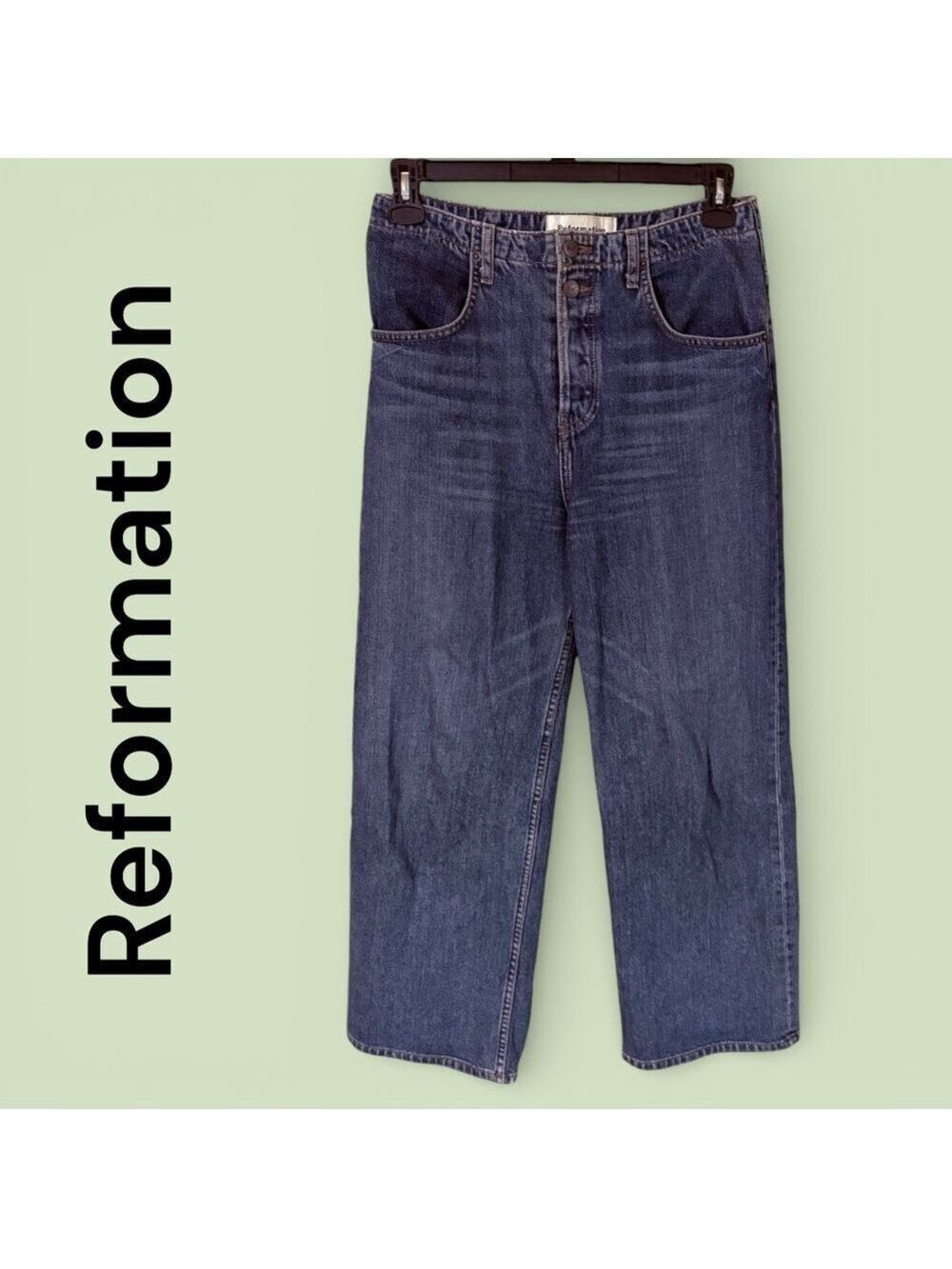 Reformation Louise Jean 28 High Rise,
Button Fly, Wide Leg Denim. EUC!